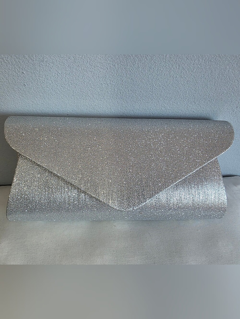 Women's Silver Party Clutch Sparkle Envelope With Bag Chain, Evening Purse NWT